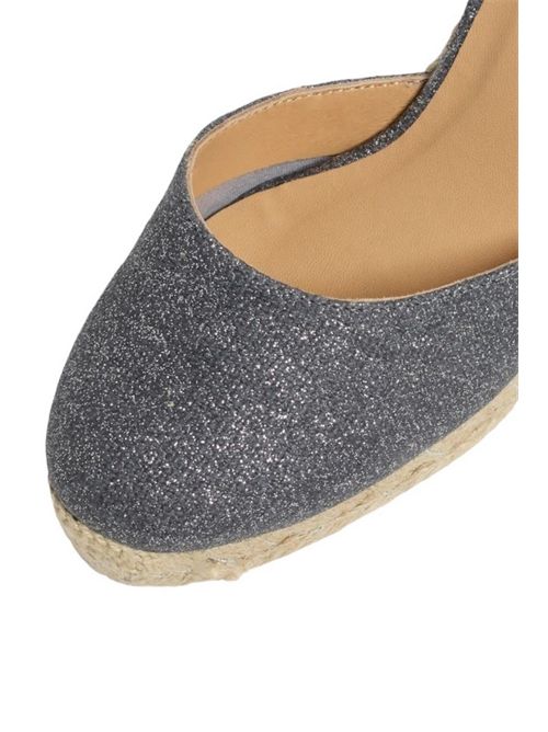 Cute women's espadrilles in gray metallic linen Castaner | CARINA8GRIS OSCURO